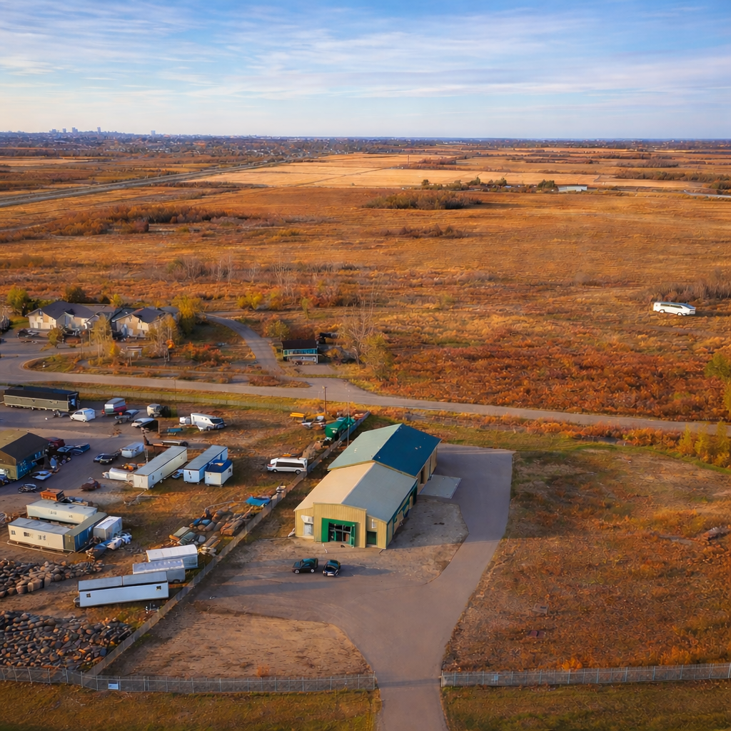 Site plan — top view of the three-acre property